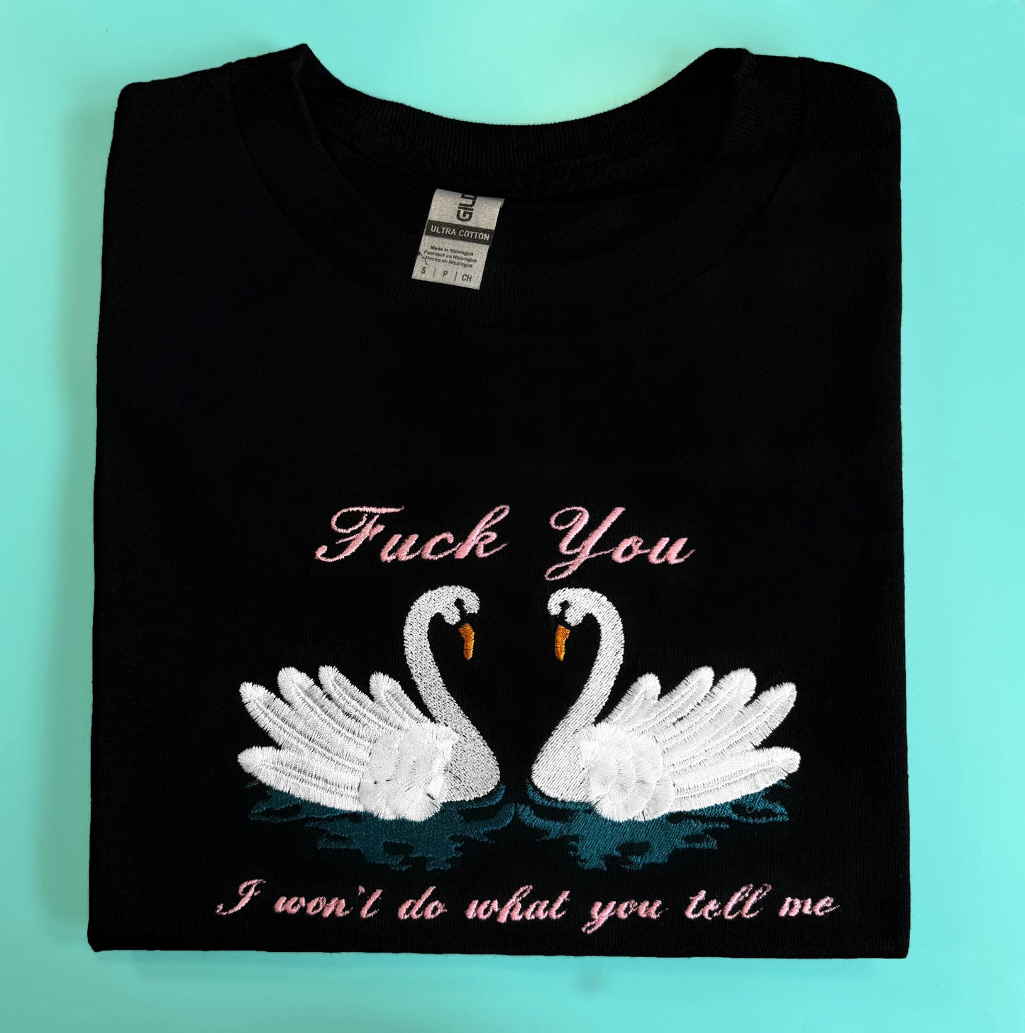 Double Swan Print - Unisex Embroidered T-shirt