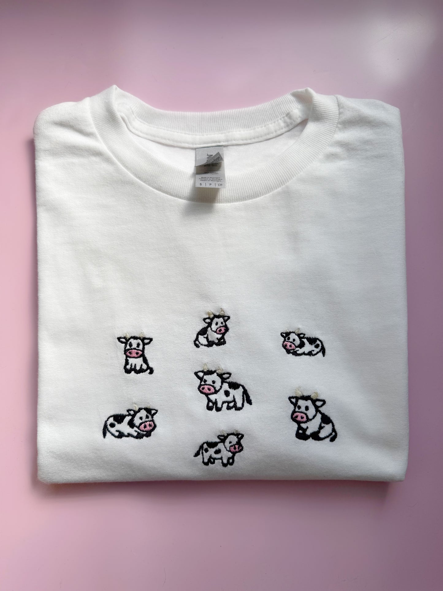 Mini Embroidered Cows - Unisex T-shirts