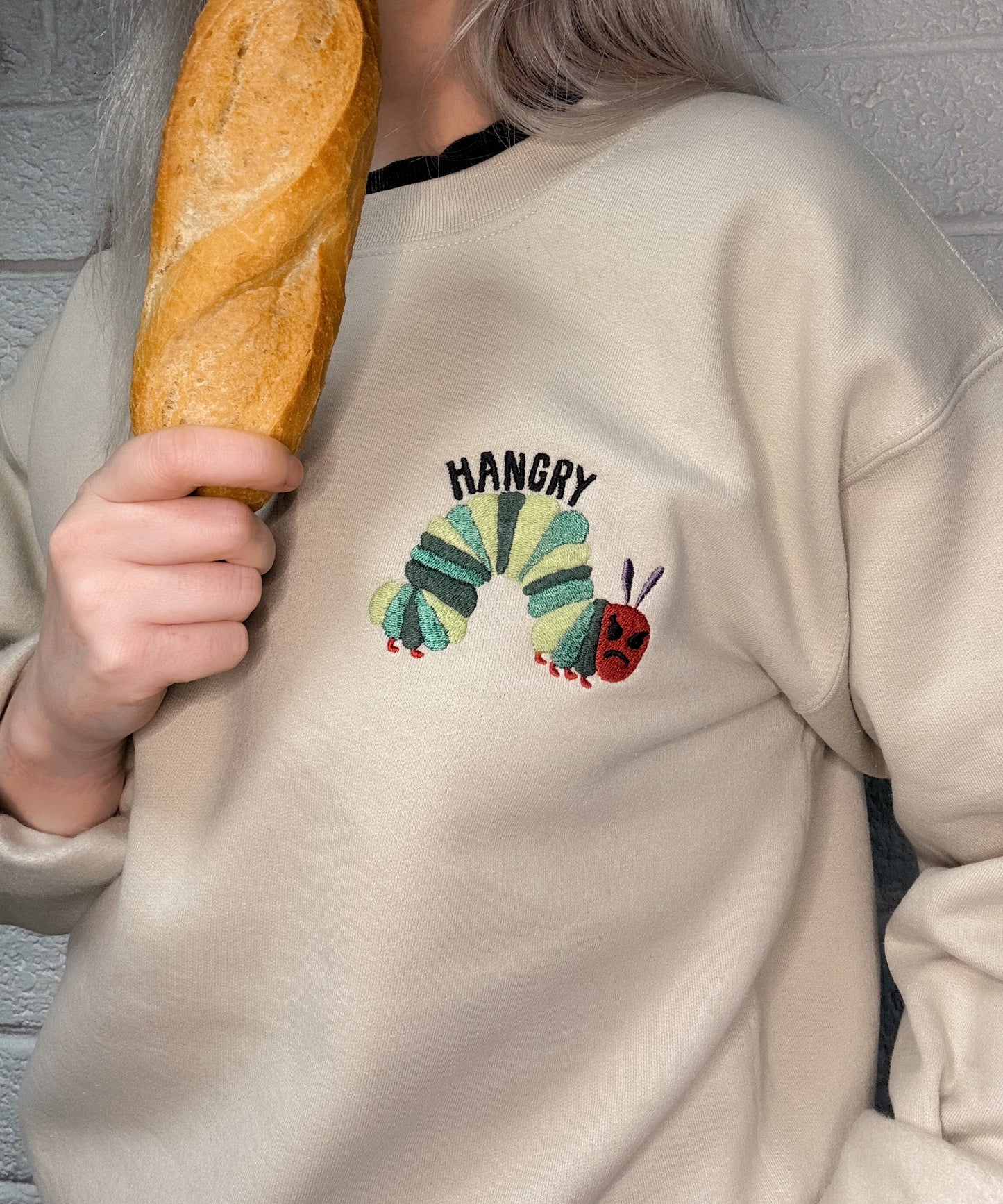 Hangry Caterpillar Embroidered Print - Unisex Sweater