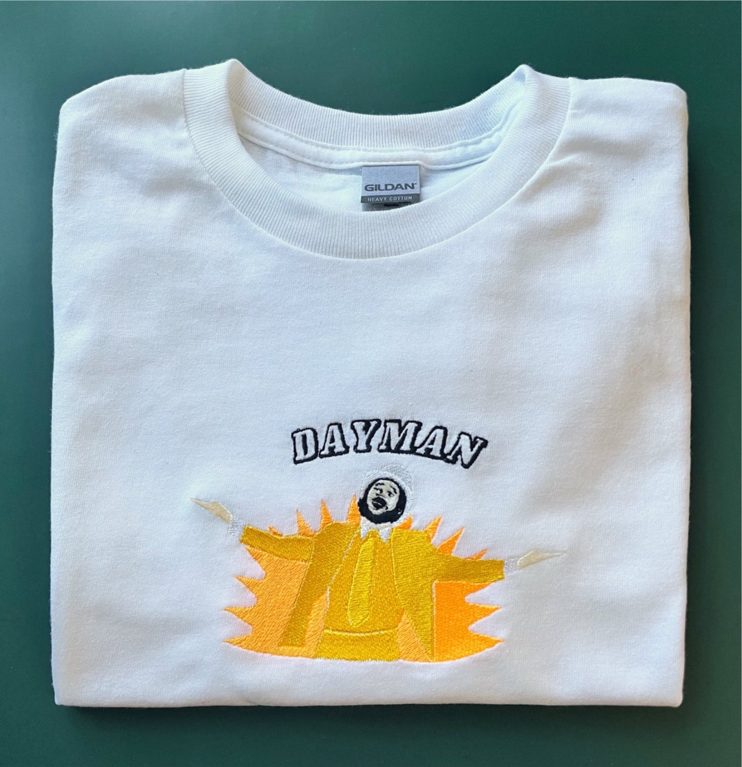 DayMan - Unisex Embroidered Tee. Black/White/Grey