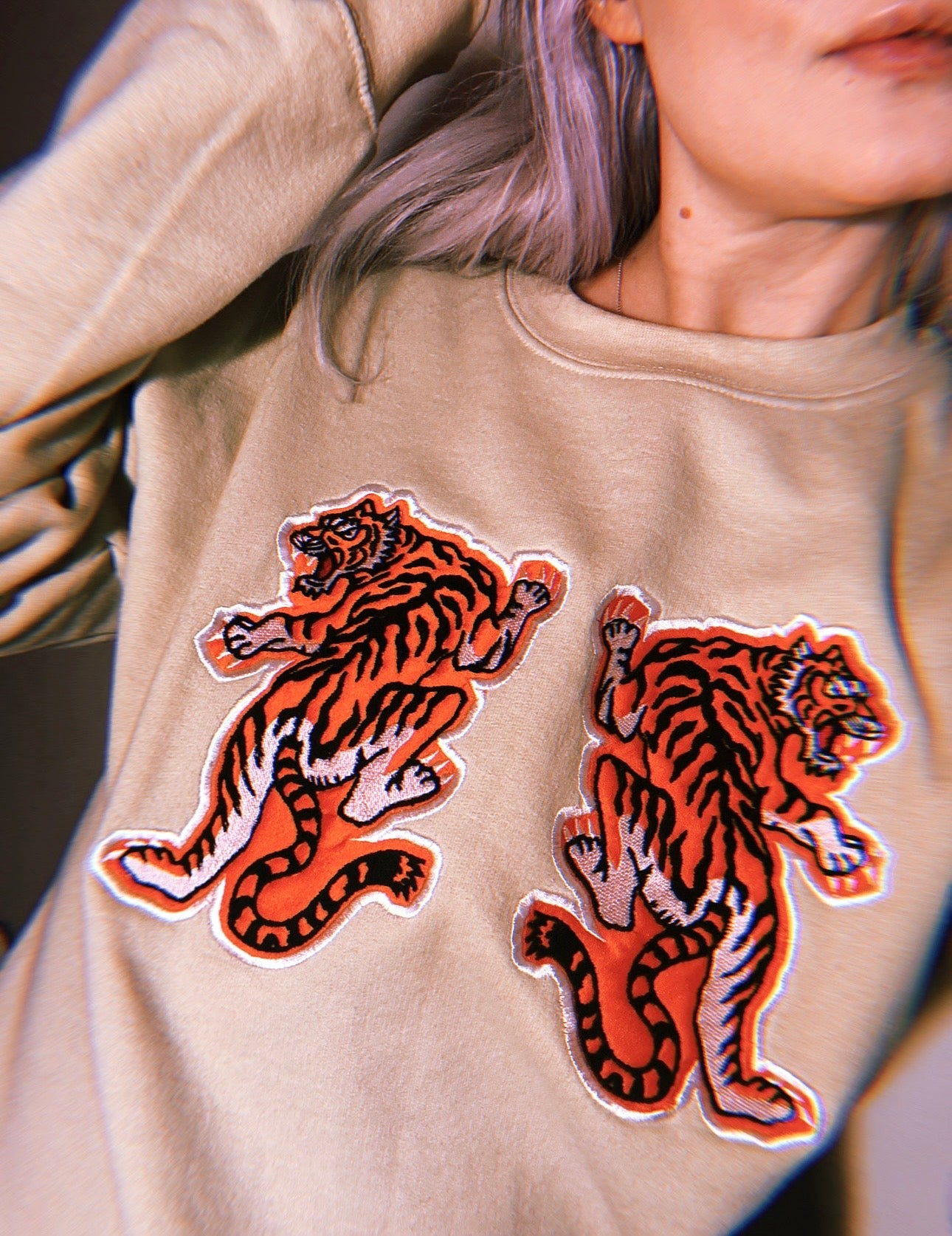 Satin Tiger Applique - Unisex sweaters