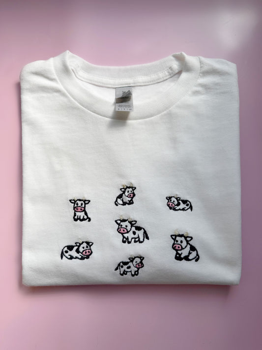 Mini Embroidered Cows - Unisex T-shirts
