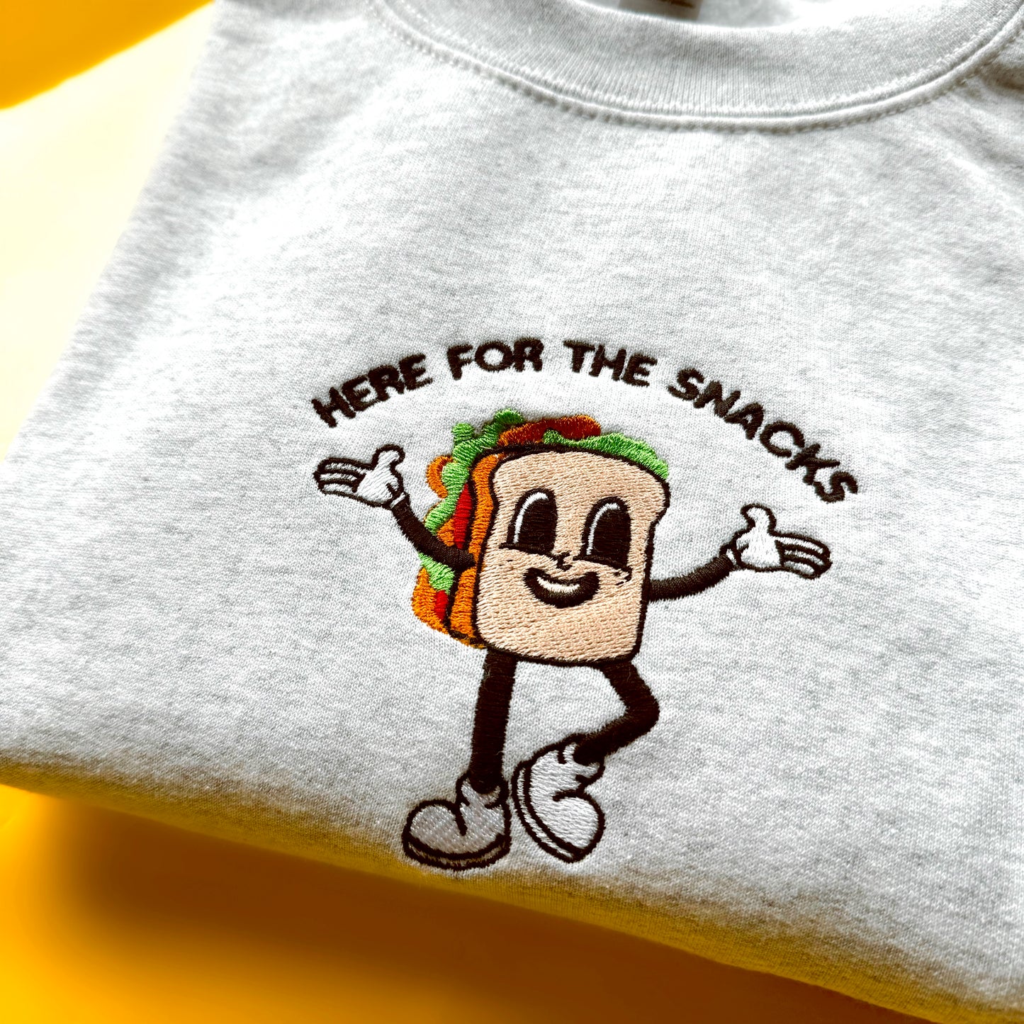Here For The Snacks - Embroidered Unisex Sweaters