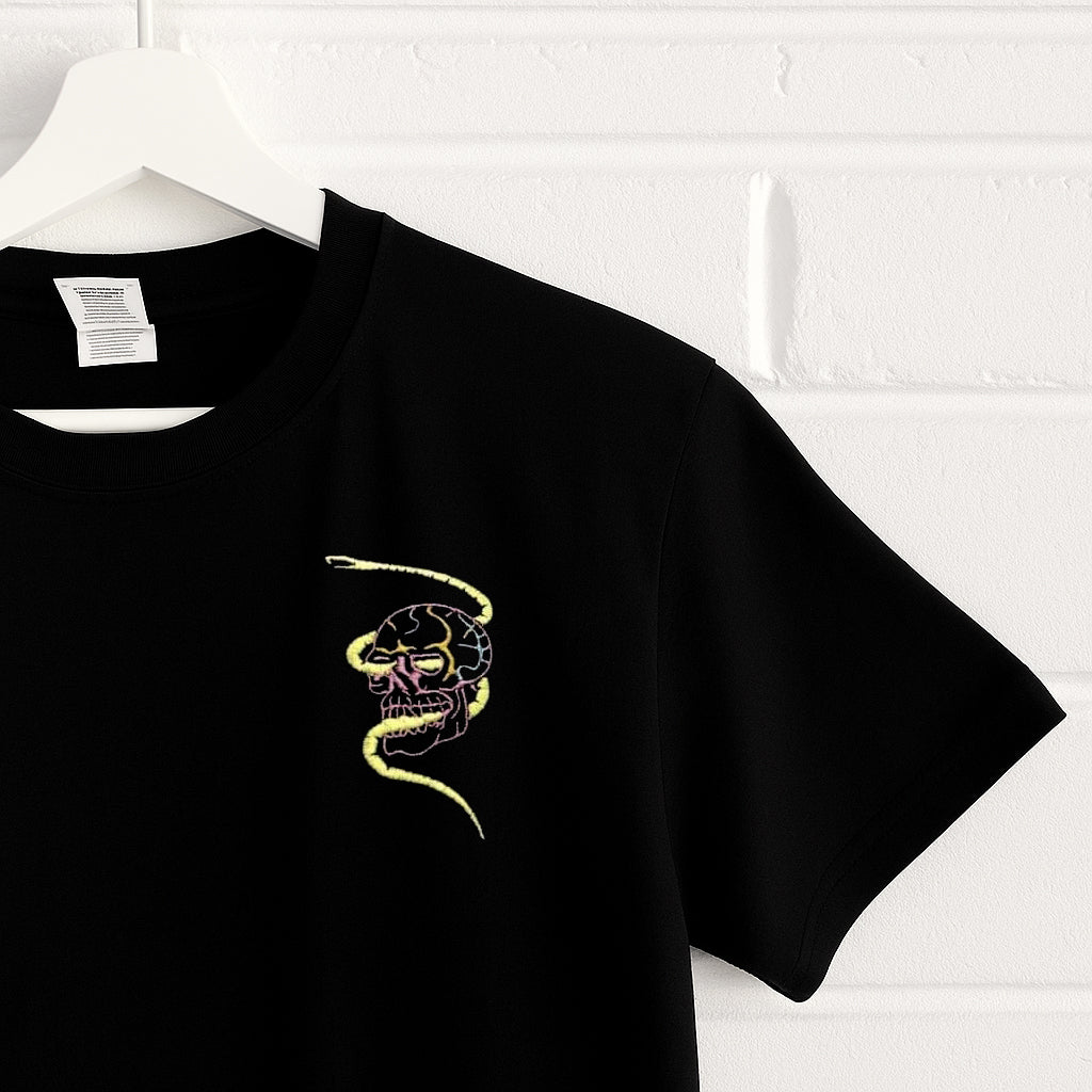 Skull & Snake Embroidered Unisex Tshirts