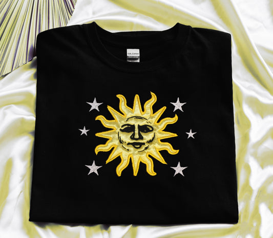 Satin Sun and Stars - Handmade Unisex Tshirt