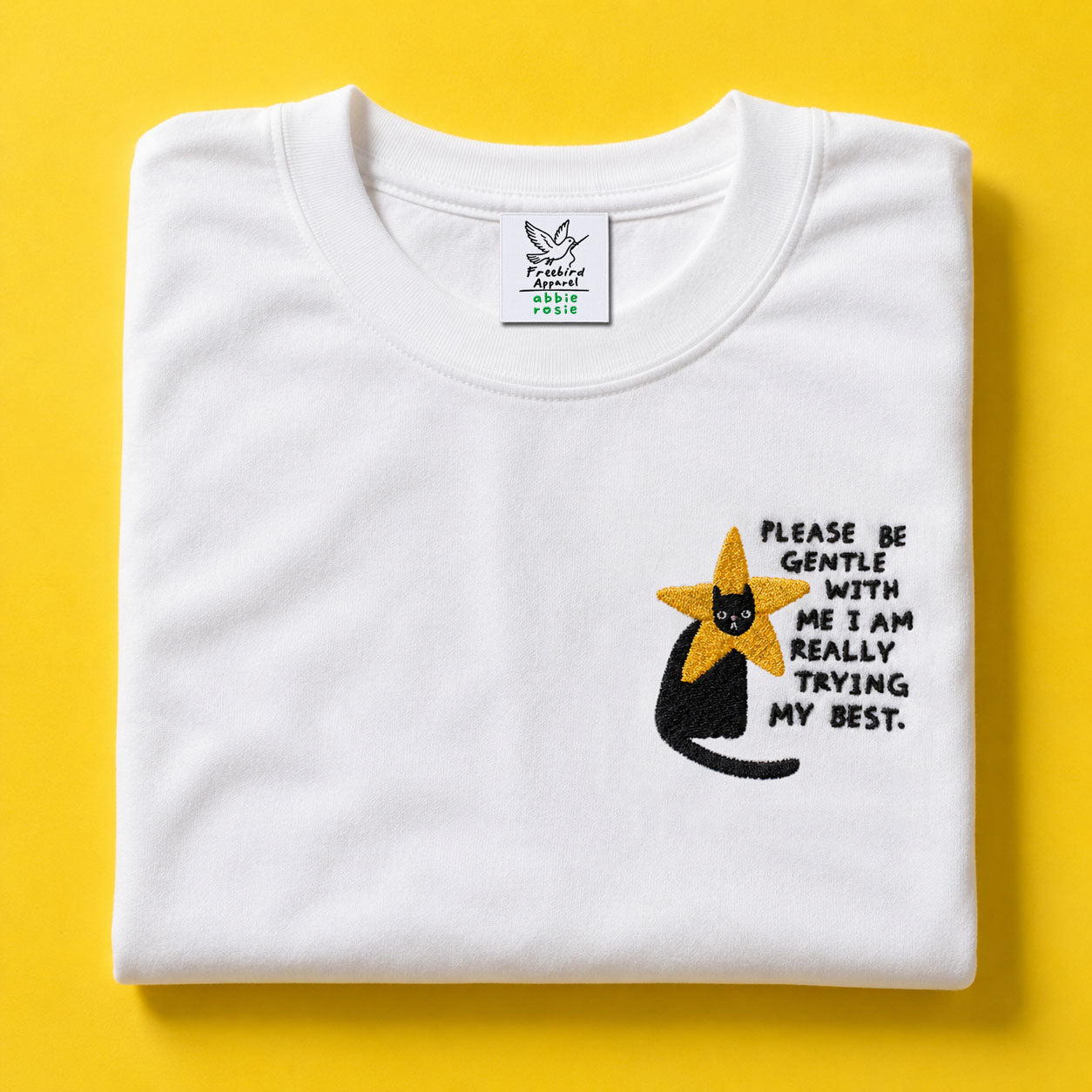 Please Be Gentle With Me, I Am Really Trying My Best - Abbie Rosie Embroidered Tee