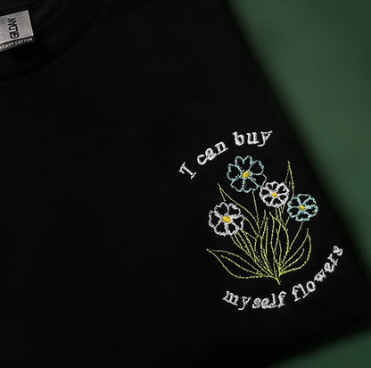 Flowers Tee - Unisex Embroidered Print